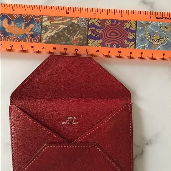 **SOLD**. Hermes Red chevre envelope card case - Picture 4 of 5
